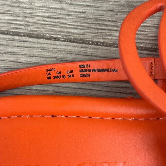 Coach Jeri Thong Sandals Women's Size 8 Orange Leather Logo Flats G4910 - Picture 10 of 16